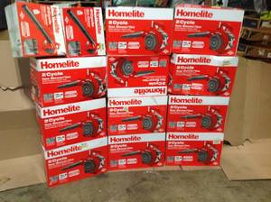 lot 10 image: Pallet with Homelite  Gas Leaf Blowers some used some not used see pictures