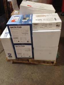 lot 30 image: Pallet with assorted Plumbing Items Fans, Filters Sinks and more see pictures