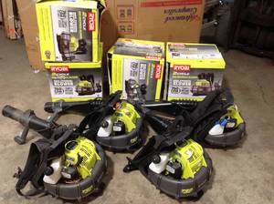 lot 28 image: Pallet with Ryobi backpack  Blowers various conditions open box customer returns see pictures