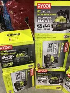 Pallet with Ryobi Backpack Blowers open boxes various conditions see pictures