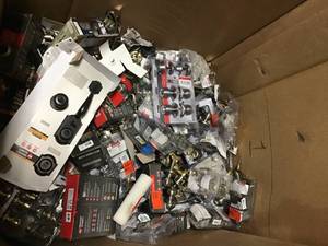 Gaylord with assorted Door hardware various models open pkgs and conditions review pictures