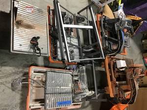 Pallet with Assorted Ridgid&nbsp Table Tile cutters various models and Styles various conditions&nbsp see pictures