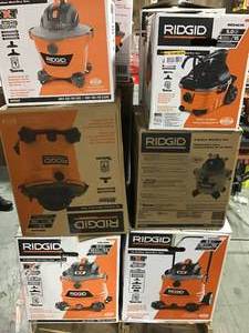 Pallet with assorted Ridgid Shop Vacs various models and conditions review pictures