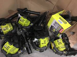 Pallet with Ryobi Backpacks Blowers used for parts or repair see pictures
