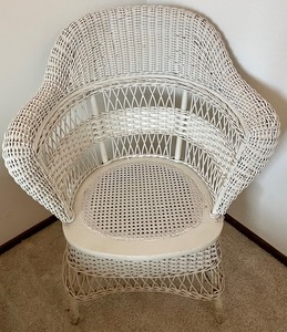 lot 108 image: Pair of White Wicker Chairs