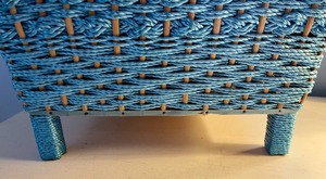 lot 113 image: Bright Blue Vintage Sewing Box