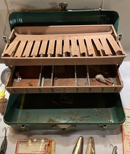 lot 153 image: Vintage Tackle Box with Lures and More