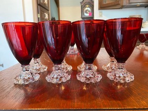 lot 84 image: Anchor Hocking Ruby Red Bubble DrinkwareGoblets
