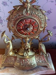 lot 6 image: Figural Storks Gilt Gold Oramental Clock
