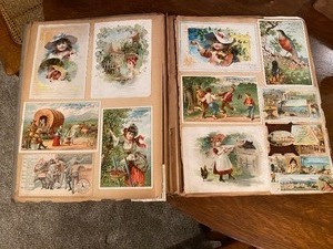 lot 205 image: Antique Trade Card Scrapbook