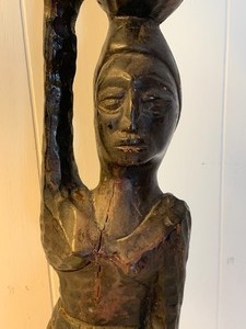 lot 380 image: Carved Wood Figurine of a Woman
