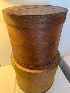 lot 387 image: Two Round Primitive Boxes