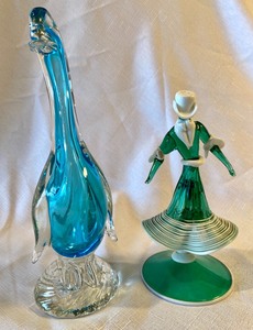 lot 234 image: Pair of Art Glass Figurines Duck & Dancer