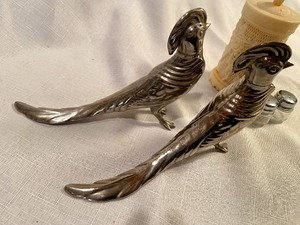 lot 254 image: Amazing MACO Silver Pheasant S&P Shakers w Small Airline S&P & Small Fork Container