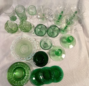 lot 259 image: Huge Lot of Green Depression Glass