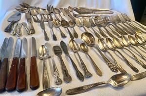 lot 264 image: Large Lot Assorted Silver Plate & Stainless Flatware