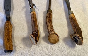 lot 269 image: Vintage Carving Set w Antler Handles