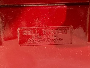 lot 413 image: Vintage Cherry Red Bell System Western Electric Phone & Folding Ruler