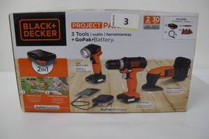 lot 3 image: BLACK & DECKER 12V GOPAK CORDLESS DRILL, LED LIGHT & SANDER, BDCK503C1