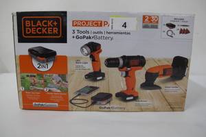 lot 4 image: BLACK & DECKER 12V GOPAK CORDLESS DRILL, LED LIGHT & SANDER, BDCK503C1