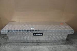 lot 20 image: Husky 71.36 Diamond Plate Aluminum Full Size Crossbed Truck Tool Box