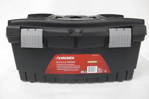 lot 60 image: Husky 22 in. Plastic Portable Tool Box with Metal Latches in Black