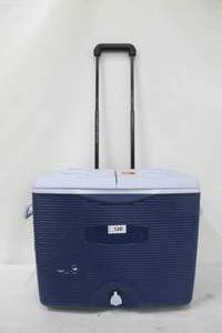 lot 120 image: Rubbermaid 45 Qt. Blue Wheeled Cooler