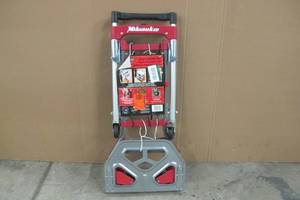 lot 126 image: Milwaukee 150 lb. vertical and 300 lb. horizontal Capacity Folding Convertible hand Truck