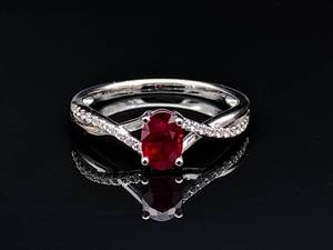 Upscale Fine Red Ruby and Diamond Crossover Estate Ring in 14k White Gold $3750 Retail VIDEO