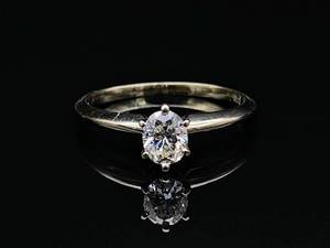 Dazzling .48 Carat  Oval Cut Diamond Solitaire Ring in 14k White Gold $3150 Retail