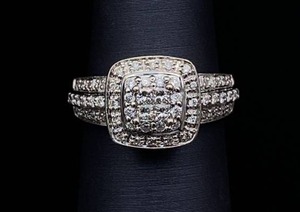 Mosiac Diamond Halo Estate Ring in White Gold $2750 Retail VIDEO