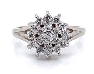 Scintillating Diamond Cluster Estate Ring in White Gold $2500 Retail VIDEO
