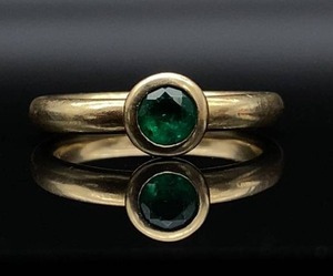 Vintage Style Bezel Set Emerald 14k Yellow Gold Estate Ring $3250 Retail VIDEO