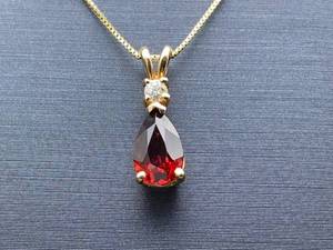 Crimson Garnet and Diamond Yellow Gold Pendant VIDEO