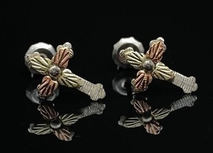 Charming Black Hills Gold Tri Colored Cross Earrings
