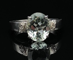 Light Pale Blue Topaz and Diamond Ring VIDEO