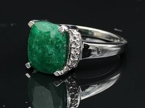 Stylish Opaque Emerald and Diamond Ring VIDEO