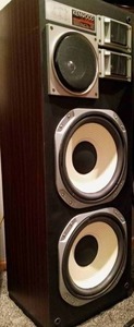 lot 6 image: pair of Kenwood JL-940W 4 way 4 speaker tower speakers