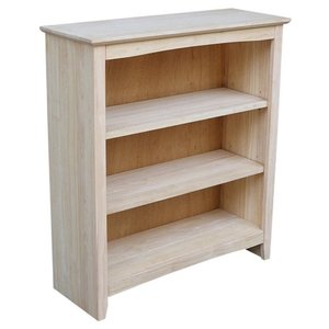 36 in. Unfinishe Wood 3-shelf Standard Bookcase with Adjustable Shelves