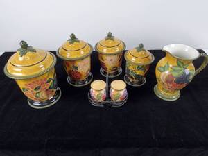 lot 52 image: Very Nice Kitchen Canister Set with Accessories Lot