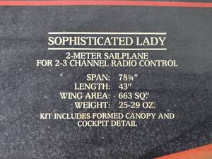 lot 177 image: Sophisticated Lady 2 Meter Class Sailplane Model RC Plane kit by Carl Goldberg Models Inc
