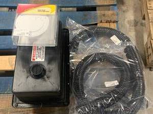 lot 9 image: New RV Battery Box, Hose, CableHitch