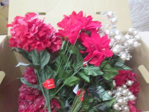 Box of Holiday Artificial Flowers...