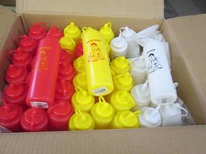 Box of Condiment Bottles...