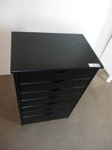 lot 006 image: 7 Drawer Black Wooden Chest
