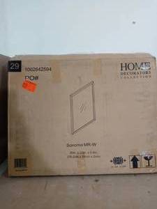 lot 48 image: 22 in. W x 30 in. H Framed Rectangular Bathroom Vanity Mirror in White by Home Decorators Collection- open box not used