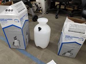 lot 19 image: Lot of (3) Home & Garden Sprayers (one in box, two incomplete)