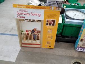 lot 38 image: North States Supergate Stairway Wooden Swing Gate (in box)
