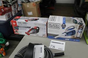 lot 78 image: Lot of (2) Cordless Hand Vacuums (both in box) - Black & Decker Lithium Ion HHV1320JR02, Dirt Devil 16V Lithium Powered Turbo Tool