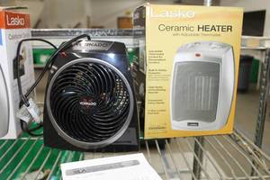 lot 70 image: Lot of (2) Heaters - Vornado Personal Heater, Lasko Ceramic Heater 1500W with Adjustable Thermostat (in box)